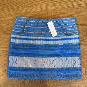 Elegant Blue Striped Mini Skirt